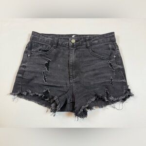 Almost Famous black denim cutoff shorts size girls teen 7 (bin EE)